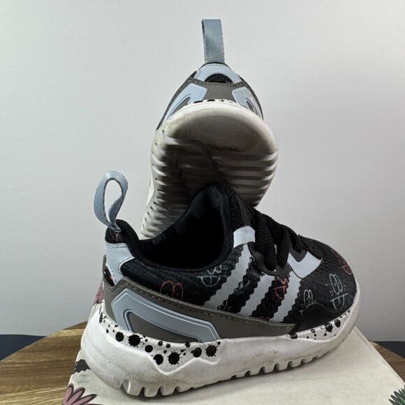 SIZE 5K - Adidas Infant Flex EL Low Sneakers Core Black/Clear Sky/Cloud White - Picture 3 of 7